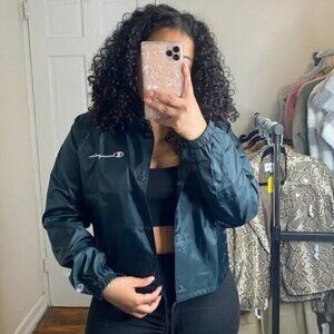 NWT Champion Dark Green Cropped Wind Breaker Track Jacket Size Medium Size XL